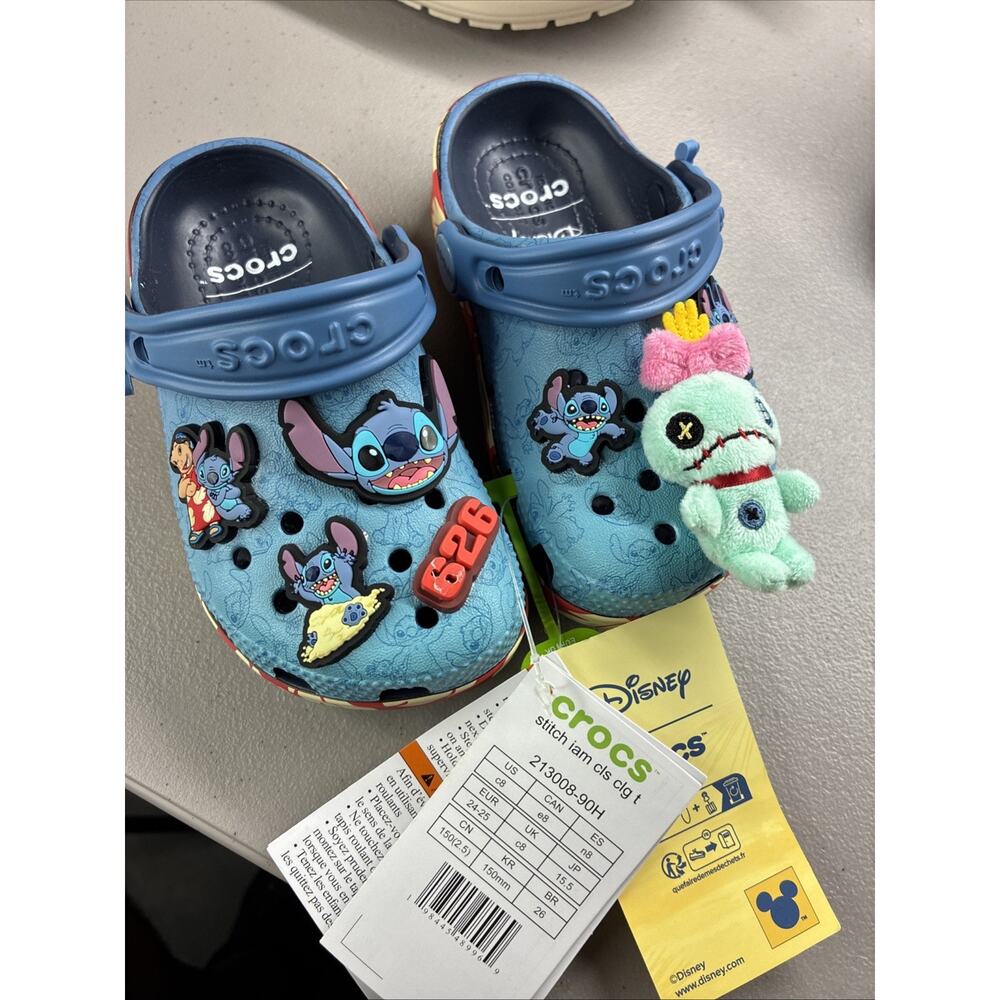 Crocs Disney Stitch & Scrump Classic Clog Kids US 8 C8 Blue New With Tag